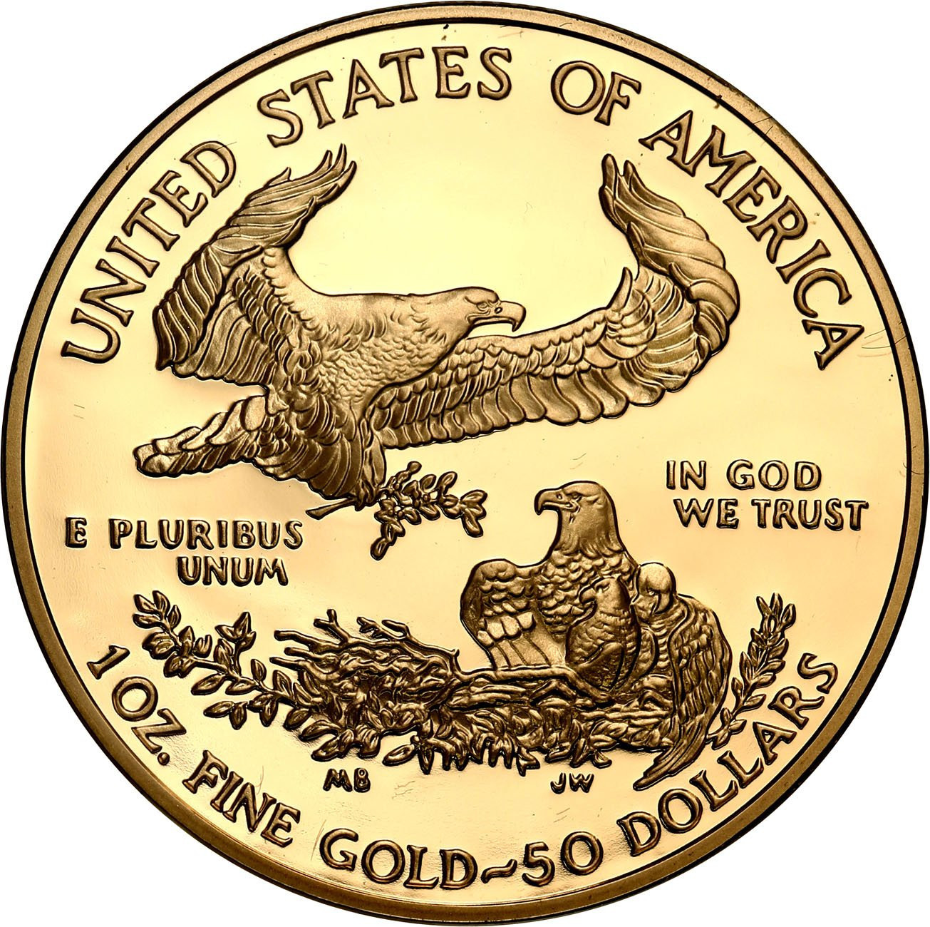USA. Złote 50 $ dolarów 2003 Orzeł (Eagle) - LUSTRZANY - 1 uncja złoto